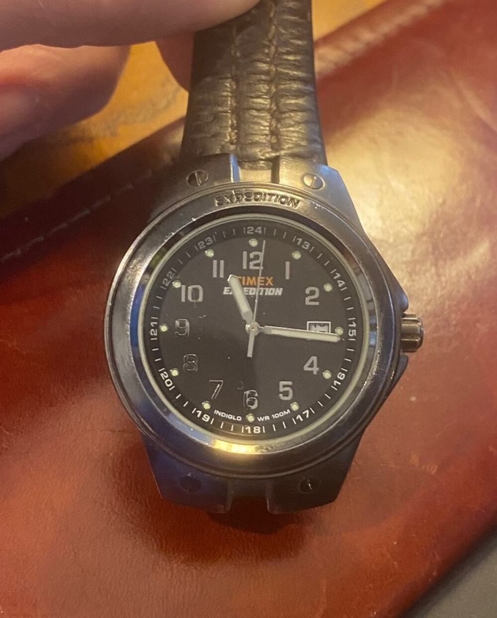 VTG Men's 43mm Gun Metal Tone Timex Expedition Watch, WR 100M, Stainless Case